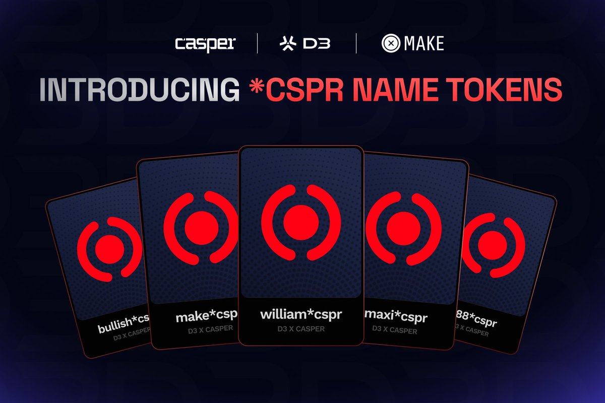 We are thrilled to announce *CSPR Name Tokens as part of our partnership with @Casper_Network. These Name Tokens will bring multichain, cross-platform Web3 identities to the Casper ecosystem 👤🆔 🔗 d3.inc/blog/d3-news/i…