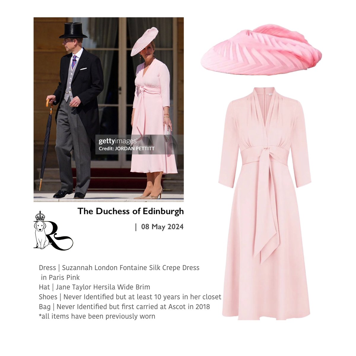 Prince Edward, The Duke of Edinburgh and Sophie, The Duchess of Edinburgh attended a Royal Garden Party at Buckingham Palace Today.  Sophie’s outfit details are below 🌸🌸
#TheDuchessofEdinburgh #TheDukeofEdinburgh #SuperSophie