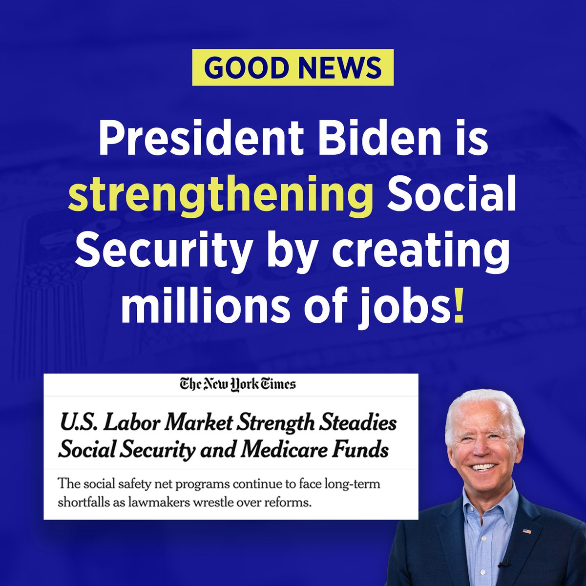 President @JoeBiden is strengthening our labor market, which means more people are contributing to Social Security and Medicare!