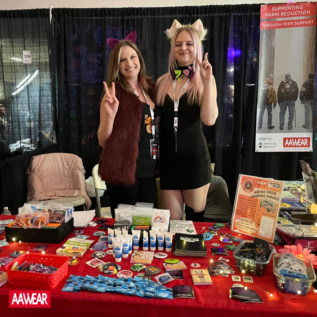 #throwback to a couple months ago, when AAWEAR had the opportunity to attend the Red Deers Taboo show! ⁣⁣⁣ ⁣⁣⁣ Our staff and volunteer members had such a blast, and handed out naloxone kits, educational harm reduction pamphlets, condoms and lube. ⁣⁣⁣