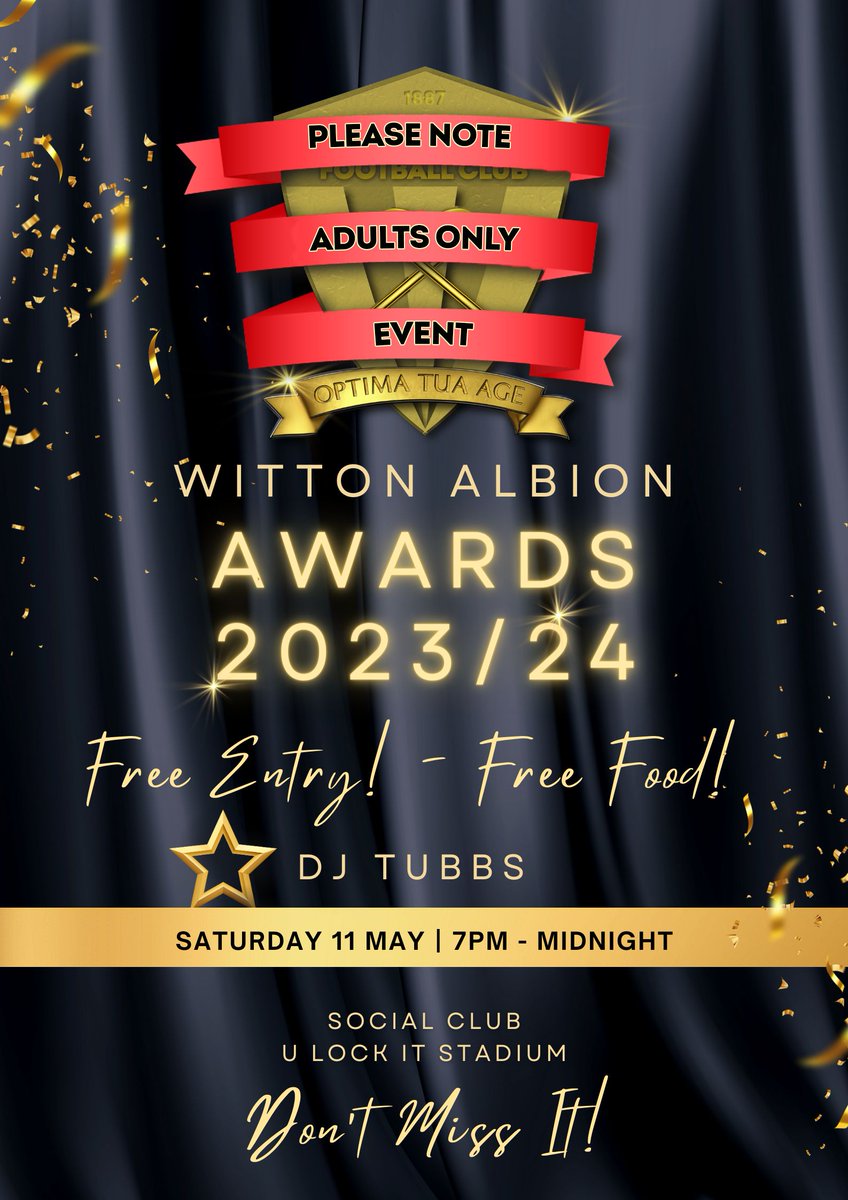 Don't Forget, this Saturday 11 May is our AWARDS EVENING Doors Open at 7pm Awards start at 8pm Bar until Midnight DJ & Singer DJ TUBBS U LOCK IT Stadium, Social Club PLEASE NOTE THIS EVENT IS FOR OVER 18s ONLY