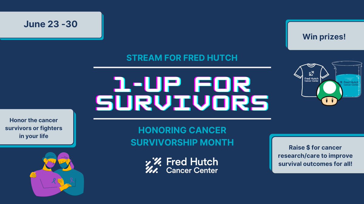 The Stream for @fredhutch team is excited to share that our 1-Up for Survivors stream event is back for it's second year from June 23-30! For more information and to sign up, check out our @tiltify event: rb.gy/uw6e4a An extra life can make all the difference in a…