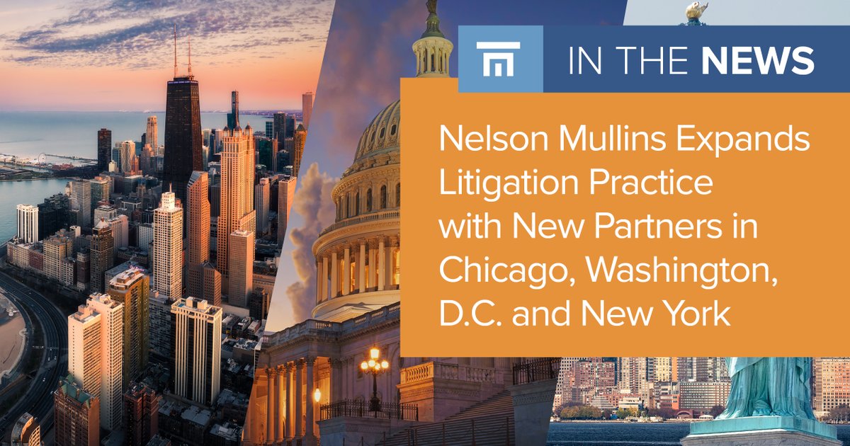 Join Nelson Mullins in welcoming experienced litigators Robin Nunn & Jennifer Park to our team. Nunn focuses on complex litigation in D.C. & NY, while Park tackles securities & healthcare in Chicago. Their expertise enriches our services as we expand: bit.ly/4b795zz