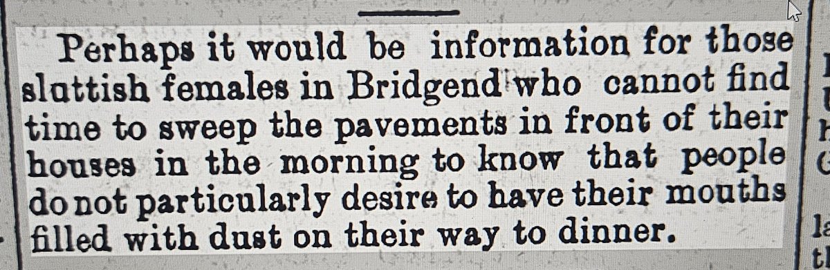 The local gossip is at it again! He describes women who don't sweep the pavement outside their homes as 'sluttish' 🧹👀 #Wales #History