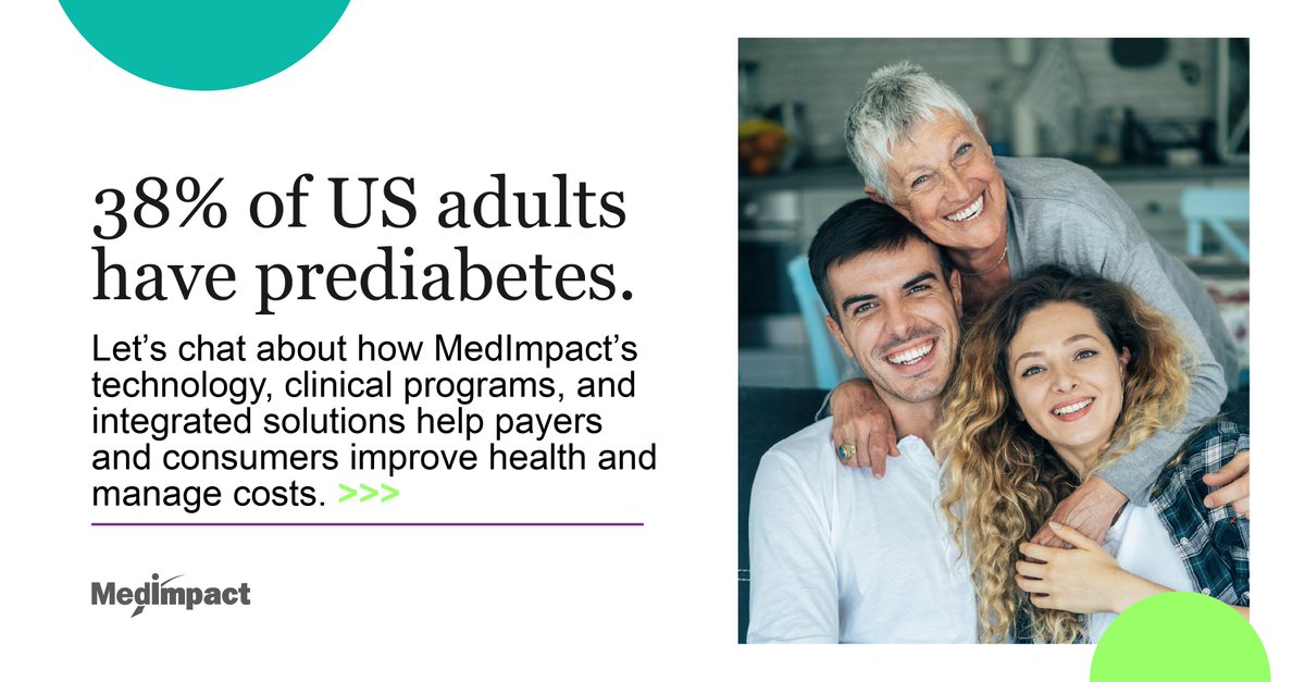 #DYK 38% of adults in the US have #prediabetes, according to @CDCgov? Let’s chat about how MedImpact’s #technology, clinical programs, and solutions help improve health and manage costs associated with chronic conditions. okt.to/iP2H75 #wearemedimpact #atruepartner