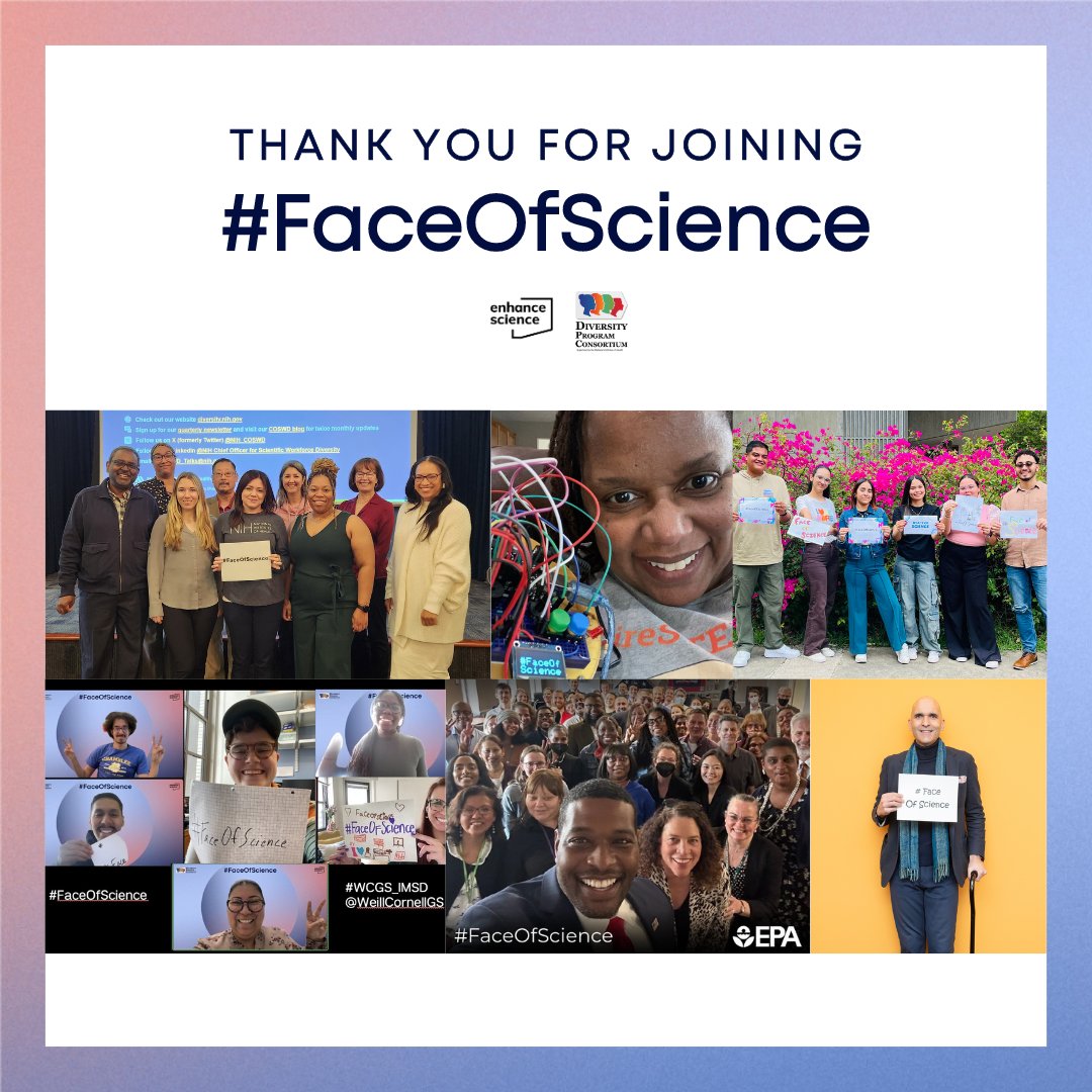 Thank you for joining the #FaceOfScience for 2024 and sharing your love of science for the world to see! 📷: @NIH_COSWD, @DrCABerry, @jorlanedejesus, @mes_roxi, @EPA, @NGA_GEOINT
