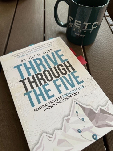 What are you reading Wednesday? 📚 There are leadership books you read once and those you read again and again! Dr. @jillmsiler's book, 'Thrive through the Five' is one I have referred to multiple times and tagged many pages in for inspiration and strategies! This honest and
