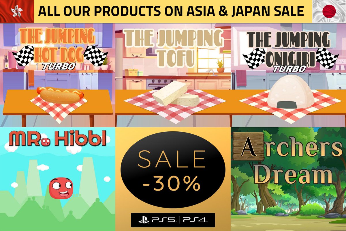Our friend @ThiGames_DE has a SALE -30% from 05/08/2024 till 05/22/2024 with all their Games! (JP, Asia) Now includes, among other things: The Jumping Hot Dog The Jumping Tofu The Jumping Onigiri Mr Hibbl Archers Dream thigames.de/sale