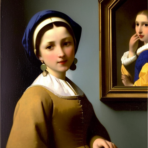 Thanks 900over followers!🌹
Vermeer AI Museum exhibition 
#vermeer #AI #AIart #AIartwork #johannesvermeer #painting #フェルメール #現代アート #現代美術 #当代艺术 #modernart #contemporaryart #modernekunst #investinart #nft #nftart #nftartist #closetovermeer
Girl beside a painting