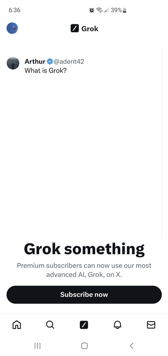 What is Grok? 
AI that #Spacemanchild wants us to pay for. We'll Google Bard is free but not brilliant. More overloaded bloat for this platform #Elonisatwat