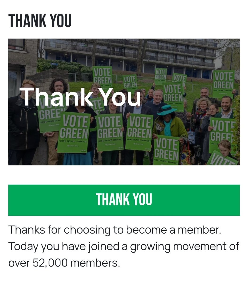 Very happy to have just joined @TheGreenParty !!