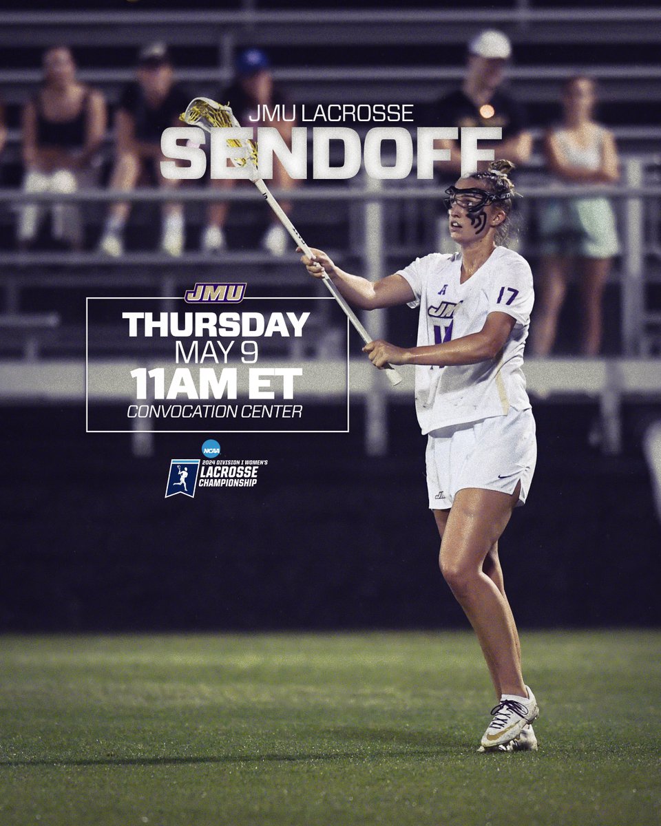 Join us tomorrow at 11am at the Convocation Center to send off your @JMULacrosse Dukes as they head to College Park, Md. to take on Penn State in the first round of the NCAA Tournament! #GoDukes