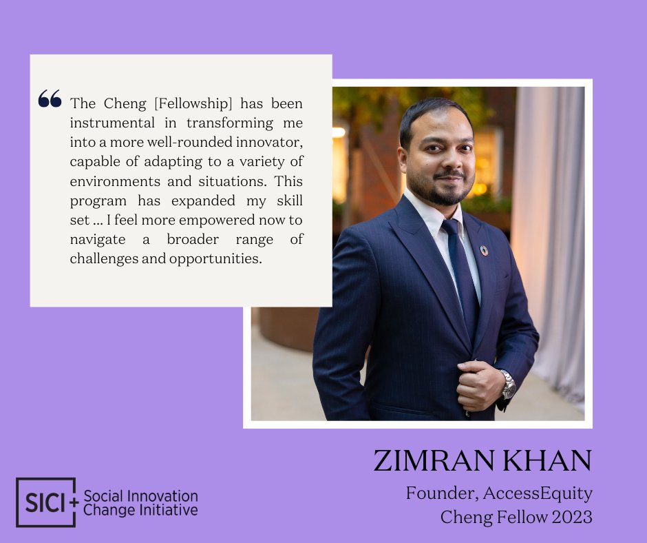 💡 Meet #Cheng Fellow Zimran Khan, founder of AccessEquity! Zimran is addressing youth unemployment in Bangladesh by developing online courses for in-demand tech skills. Applications for the New World Social Innovation Fellows Program are LIVE! sici.hks.harvard.edu/homepage/new-w…