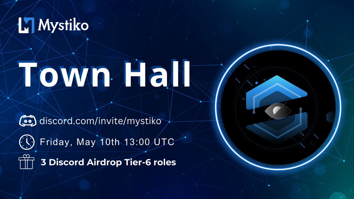 📢 Hey Mystiko fam, join us for the Mystiko Town Hall meeting on Discord this Friday, May 10th at 13:00 UTC! Let's speak our minds and build Mystiko together.🔥 🎯3 lucky attendees will receive Discord Airdrop Tier-6! Don't miss out ⏳ 🔗discord.com/invite/mystiko #Mystiko…