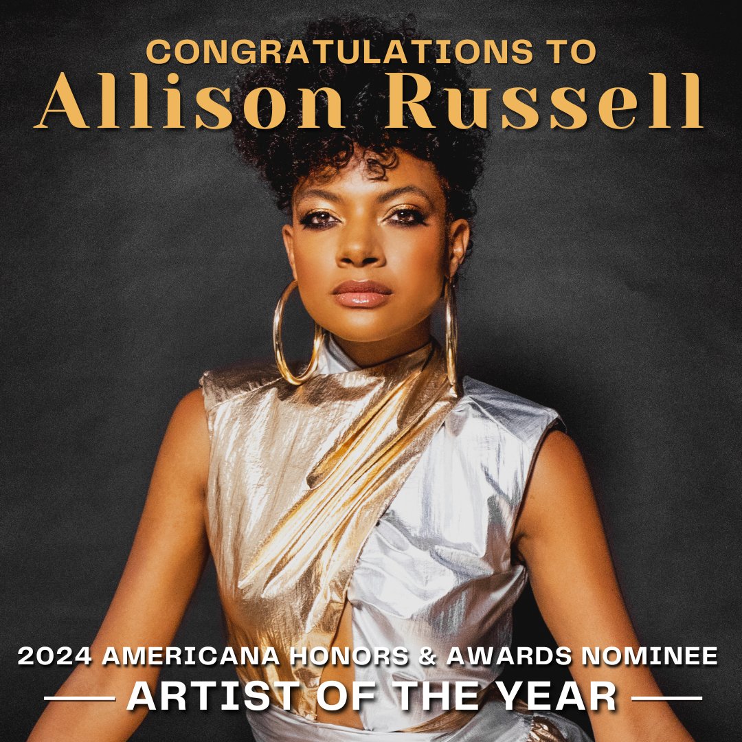 Congratulations to Allison Russell, @outsidechild13, on her 2024 @AMERICANAFEST Honors & Awards nomination for Artist of the Year 🌈