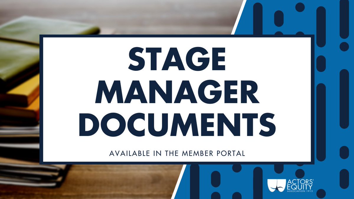 Equity stage managers can visit the member portal to find the various resources they'll need on the job including pre-production and production planning documents, contract information and easy ways to learn about joining the SM Committee or Community. members.actorsequity.org/for-stage-mana…