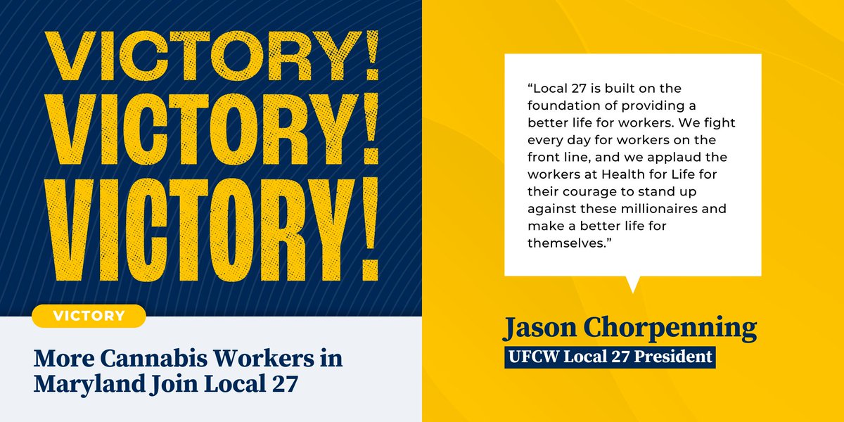 MD cannabis is growing strong! Workers at the Health for Life dispensary recently voted to join @UFCW27. The decision to unionize stems from the collective pursuit of fairness, respect, & dignity in the workplace, & a desire for better wages! ➡️ bit.ly/49XCw5K