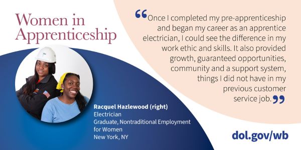 Meet Letoya and Racquel, two graduates of @newstrongwomen's pre-apprenticeship program whose stories show the power of apprenticeship for women, people of color and other underserved populations. #YAW