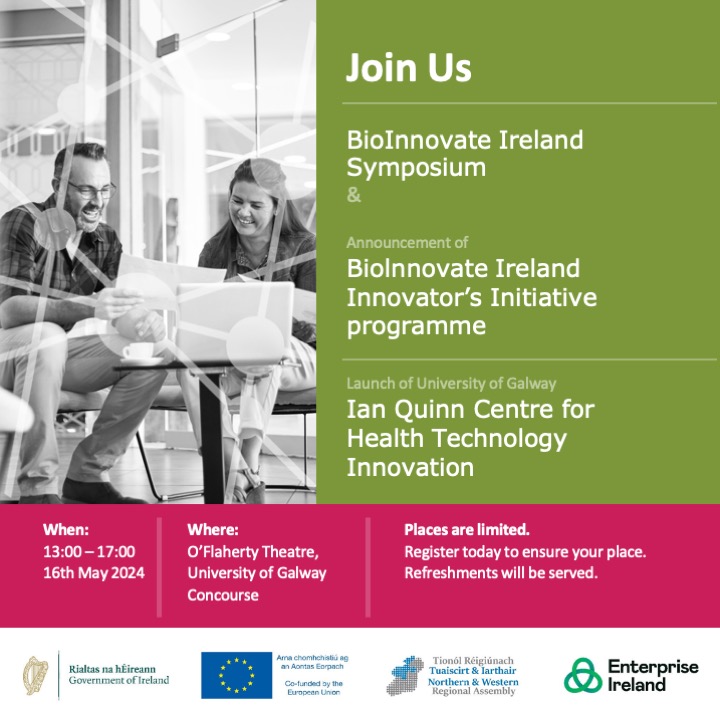 1 Week to Go to #BioInnovate24 - Register Now to Secure your Spot! The 2024 @BioInnovate_Ire Symposium will be focused on the future of Health Technology Innovation at University of Galway. 👉 Insights from BioInnovate Fellows and Alumni at the forefront of needs-driven