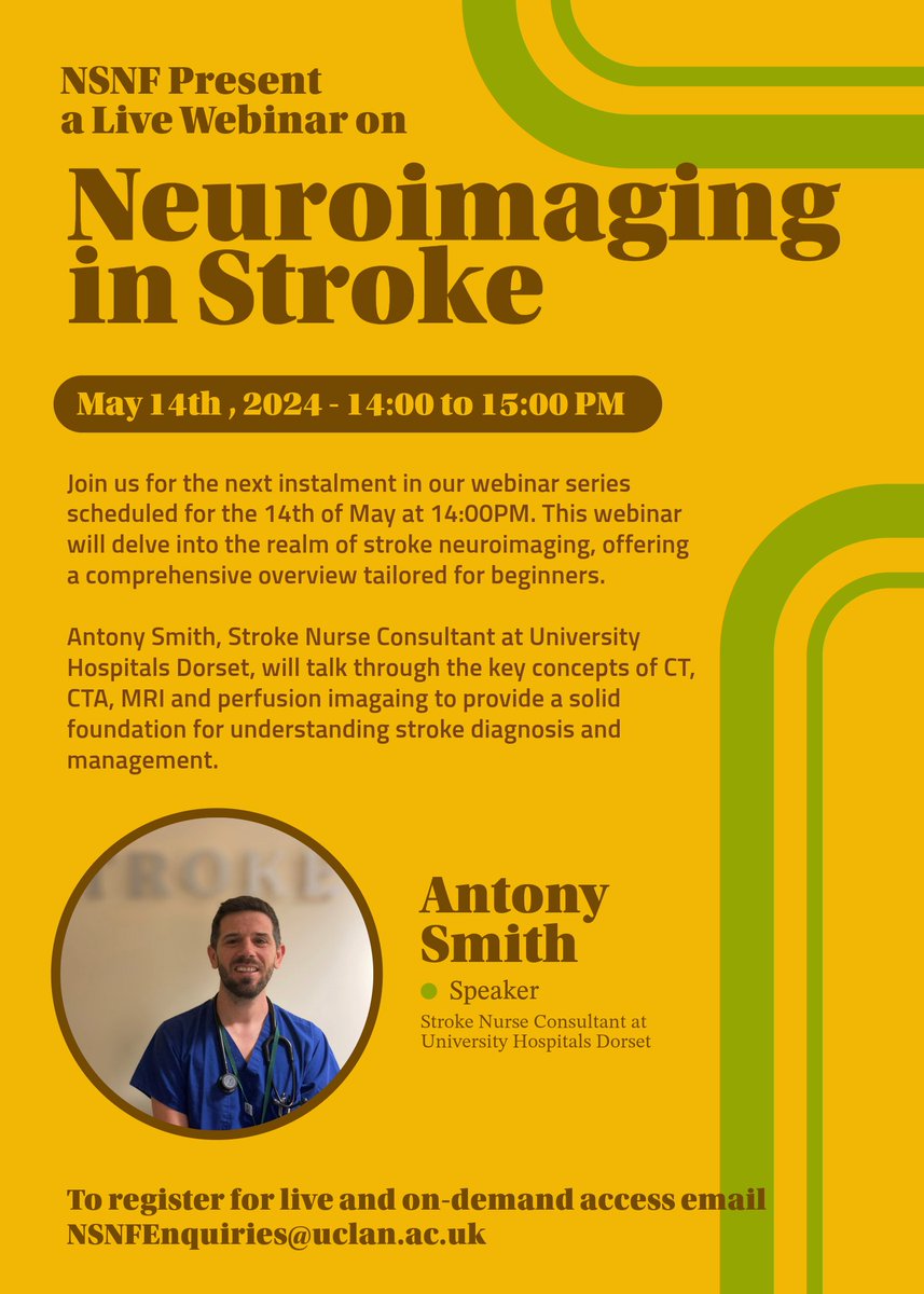 NSNF (@ukstrokenursing) on Twitter photo Our next webinar is on the 14th May at 2PM!  Join us as we talk you through the basics of CT and MRI interpretation and it's role in acute stroke management. 
Register via the below link in our blog post.
nsnf.org.uk/blog/nsnf-webiโฆ Our next webinar is on the 14th May at 2PM!  Join us as we talk you through the basics of CT and MRI interpretation and it's role in acute stroke management. 
Register via the below link in our blog post.
nsnf.org.uk/blog/nsnf-webiโฆ