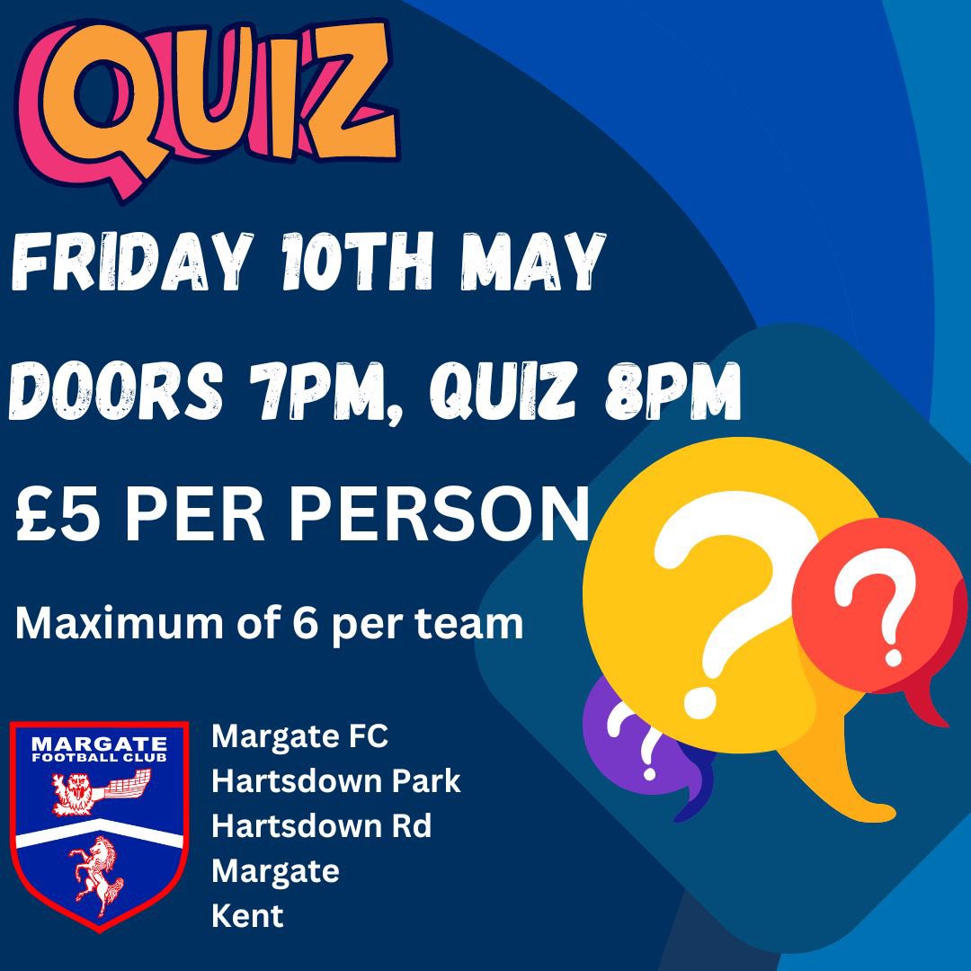 QUIZ NIGHT❔ 🗓️ FRIDAY 10TH MAY 🗓️ Doors open from 7pm, with the quiz starting at 8pm. It’s £5 per person and a maximum of 6️⃣ per team! 👀 #UpTheGate