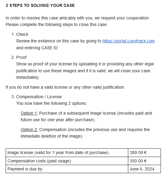 Hey @adobestock, are you aware that Copytrack is sending out threatening copyright infringement letters demanding ownership of photos from Adobe Stock?