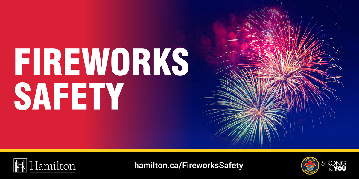 Remember #HamOnt, although #fireworks are great to see, they are EXPLOSIVES!
Keep onlookers a safe distance away and upwind from the area where fireworks are being set off.
Go here for more #FireworksSafety tips: bit.ly/4bk6T7o

#BeSmartBeSafe #StrongForYou