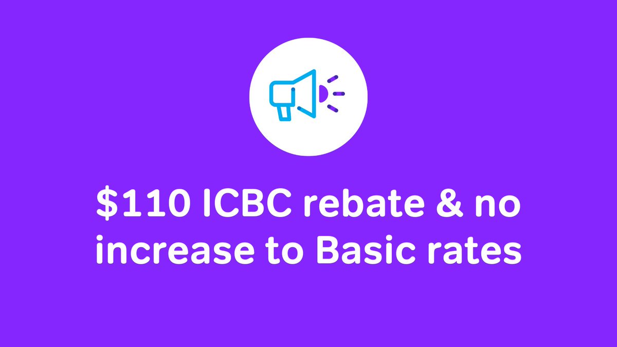 Today we’re announcing a $110 rebate for customers with eligible policies and no increase to basic rates, keeping rates stable for 6 years in a row. More information: icbc.com/insurance/2024… #ICBC #ICBCRebates