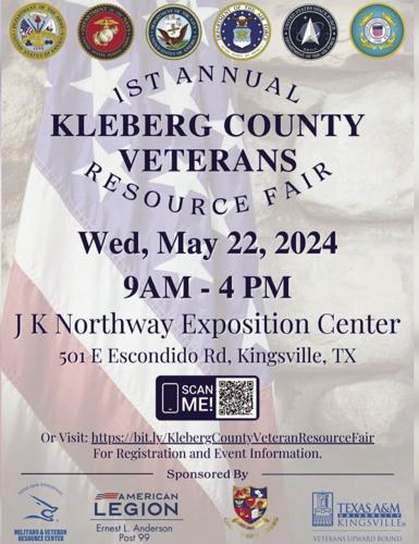 Two Wednesdays away is Kleberg County #TexasVeterans Resource Fair. Dozens of organizations will be there. For more information including a list of the organizations visit: elapost99.org/programs/klebe… If you're near the Kingsville area on May 22, come by.