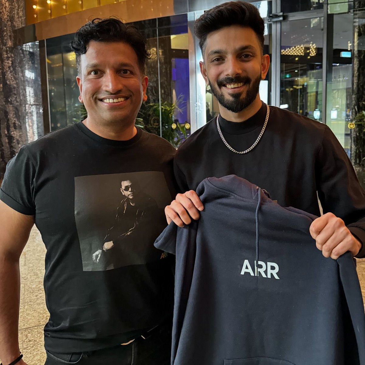 Anirudh with #ARRahman t shirt