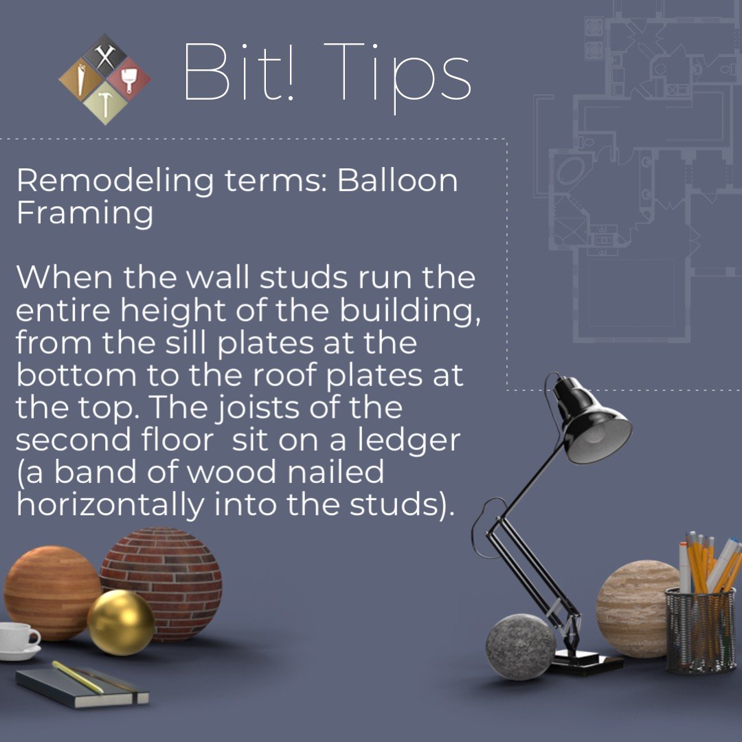 Today we share some more remodeling terms: Balloon Framing.

#remodeling #home #architect #contractor #flipthishouse #house #designer