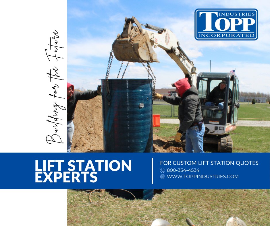 We know lift stations. Give us a call for a custom quote today!

#TOPPQuality #QualityProducts #QualityPeople #LiftStations #MadeinUSA