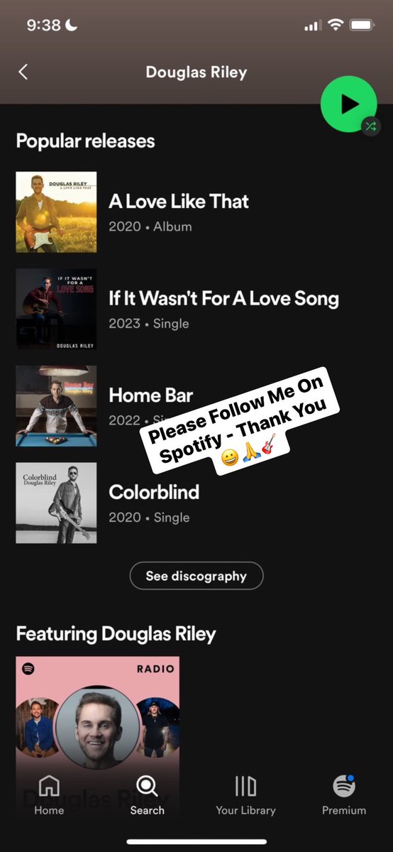 Did you know there’s a quick and easy way to support independent artists like myself? Simply go to their Spotify page & hit the follow button! Thank you for supporting my music😀🎸
#douglasriley #douglasrileymusic #nashvilletn #countrymusic #singersongwriter #indieartist #follow