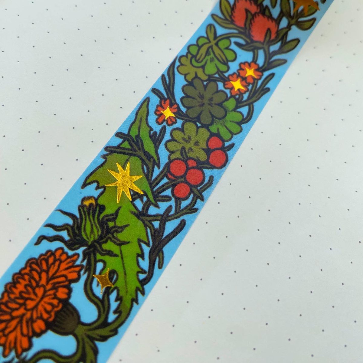 Made an “edible weeds” washi for the @thewashistation ‘s Cookbook collection! This + a massive amount of other designs ( and a new zine! ) are up 🌿❤️