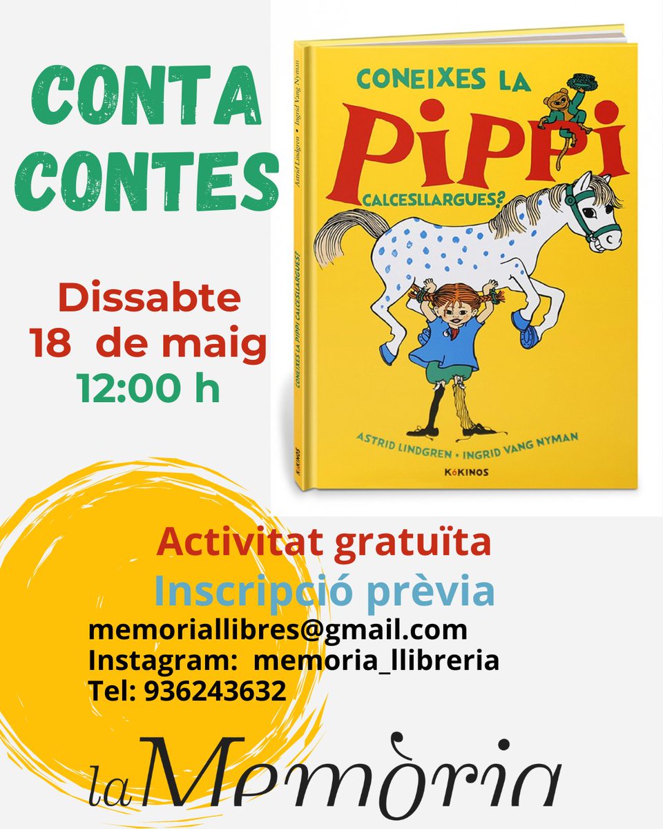 El llibre introdueix, recrea i apropa als més petits, l’extraordinari personatge de la Pippi Calcesllargues, la nena més forta del món. Us esperem!