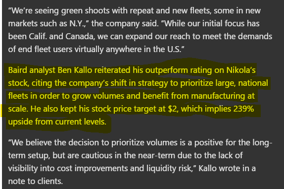 Ben Kallo has set a price target (PT) of $2 for Nikola, attributing the valuation to the company's strategic shift towards scaling growth.

#NKLA #HYLA #Fuelcell #EV #Hydrogen #H2 #renewable #CleanEnergy #ZeroEmission #NikolaArmy

msn.com/en-us/money/ma…