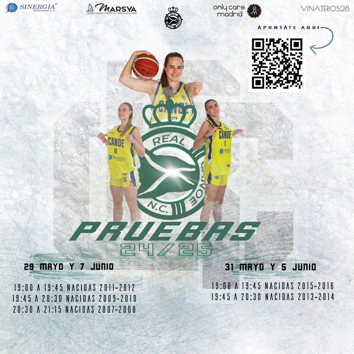 Pruebas de acceso a la cantera del baloncesto femenino del Real Canoe NC 24/25.
Si has nacido entre los años 2007 y 2016 y tu ilusión es formar parte de nuestro equipo, no lo dudes e inscríbete
+ Información ➡️bit.ly/3Qw62IY
#baloncestofemenino