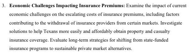 Looks like there's more urgency around dealing with Texas homeowners' rising insurance premiums Background here: texastribune.org/2023/11/30/tex… @TexasTribune #txlege