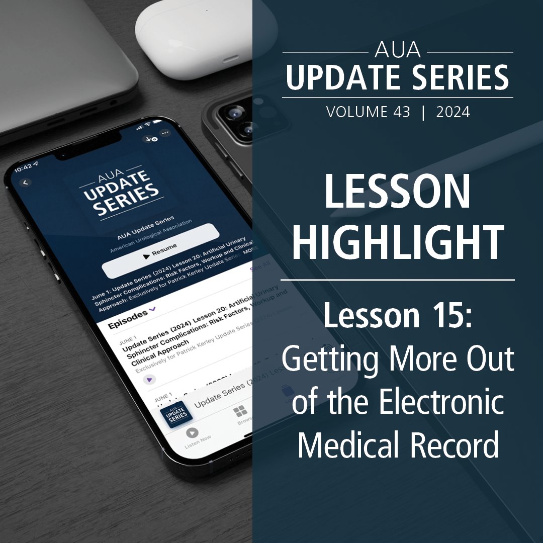 Getting More Out of the Electronic Medical Record for a practical guide to leveraging the electronic medical record to improve clinical practice. 📱 Subscribe today to access this and 39 other urologic topics throughout the year ➡️ bit.ly/47HpIja #AUA #Urology