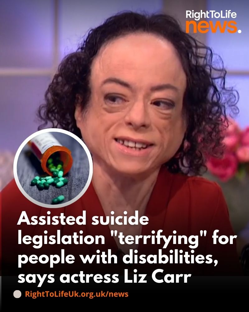 The Silent Witness actress Liz Carr has said that making assisted suicide legal is 'terrifying' for people with disabilities😧 To read the full article, click here: righttolife.org.uk/jufc