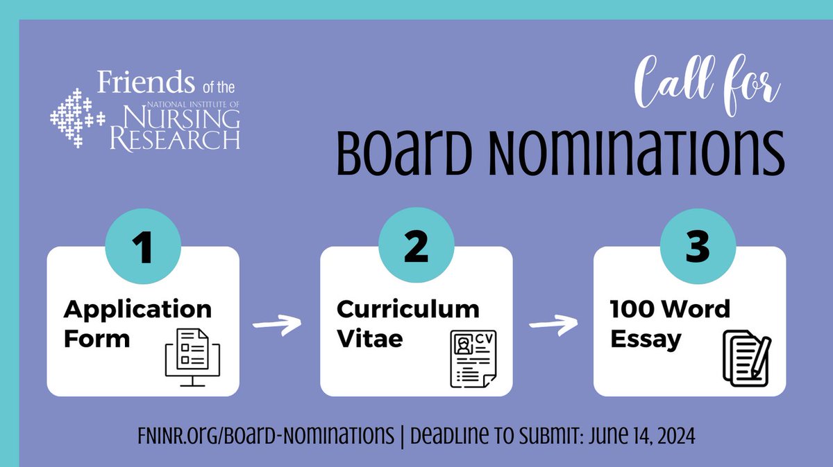 FNINR is seeking nominations for Board of Director positions. Visit the FNINR website to learn more about the responsibilities and requirements.
fninr.org/board-nominati…

#FNINR #NINR #Nursing #NursingScience #NursingResearch #Healthcare #BoardofDirectors