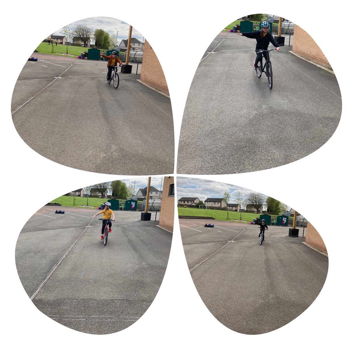 Bikeability level 2 Primary 6 enjoying session 5 in the playground, right turn minor to major road @CarnwathPrimary @cyclestationbh  @CyclingScotland