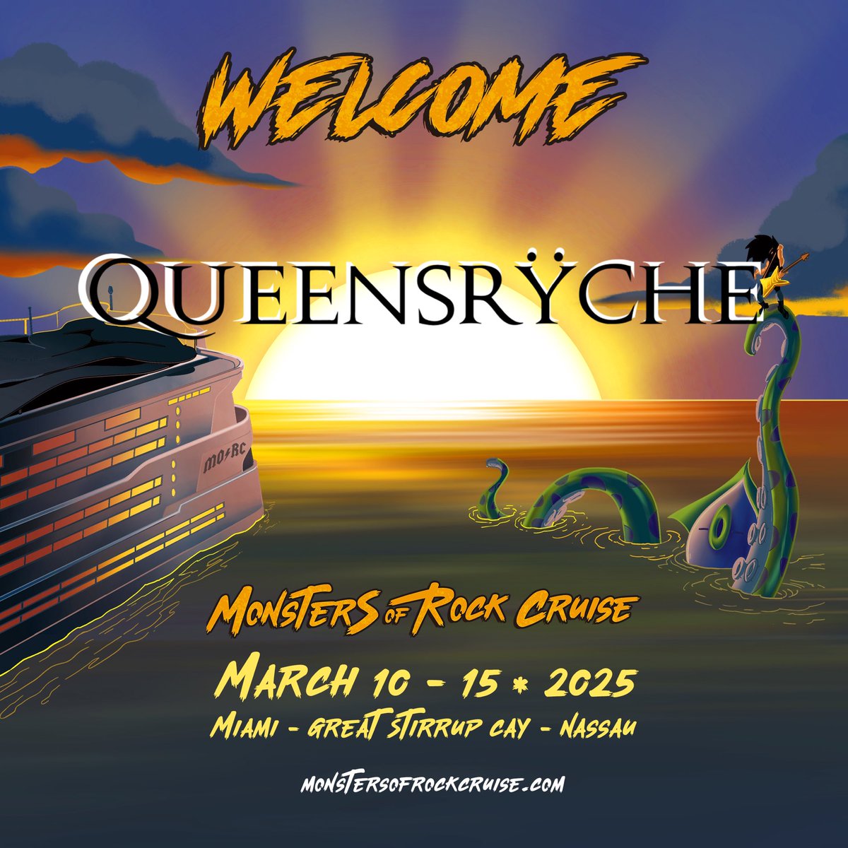 🔥Welcome back our partners in crime !🔥

Queensryche returns to the Monsters Of Rock Cruise in 2025! 🎶🏴‍☠️
Monstersofrockcruise.com
#morc2025 #Queensryche #miami #hardrock #heavymetal #cruise #monstersofrockcruise