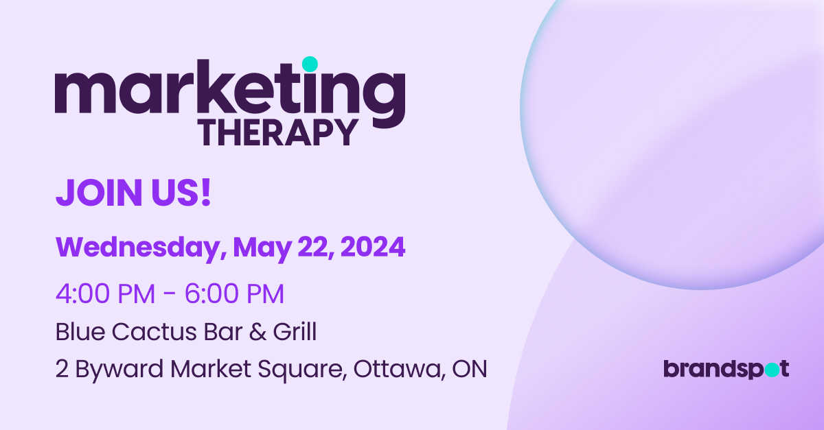 🎉 Attend Brandspot's 1st Marketing Therapy Event at Blue Cactus Bar and Grill! 🍸Get expert advice and enjoy complimentary appetizers. 📅 Date: Wed, May 22, 2024 🕓 Time: 4:00 PM - 6:00 PM 📍 Location: 2 Byward Market Square RSVP: lnkd.in/gvCX7Xyc See you soon!