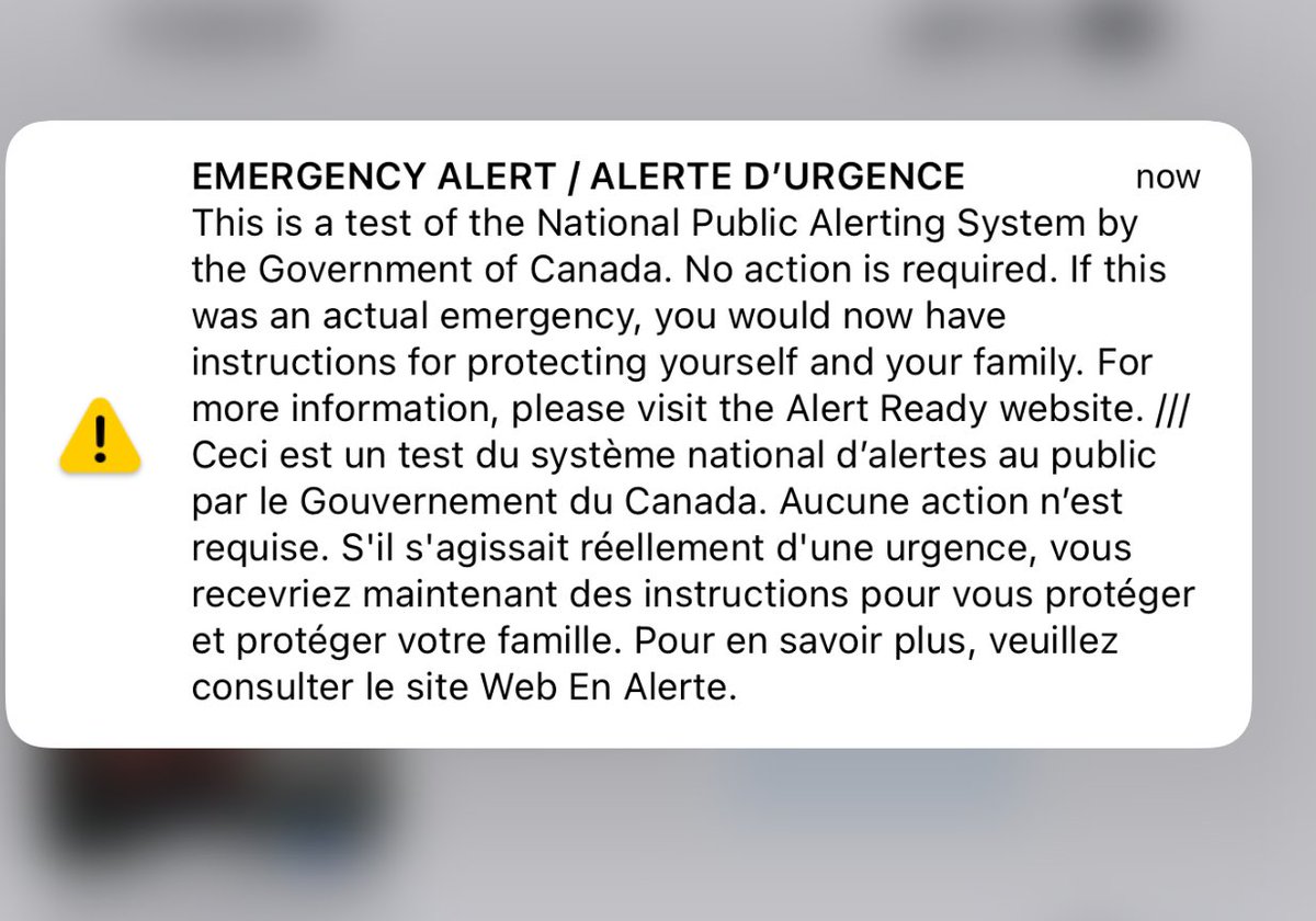 #GovernmentofCanada sending #emergencyalert test messages.
