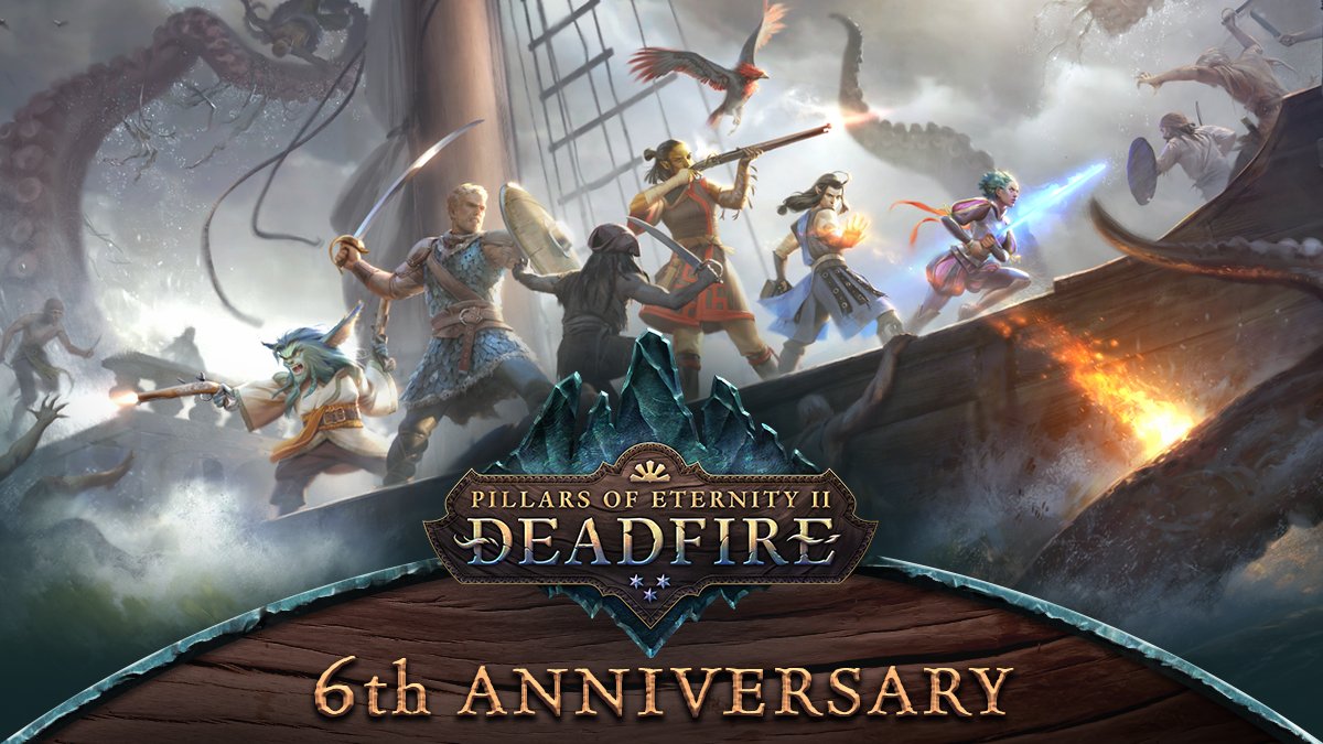 Celebrate Watchers! Here's a toast to 6 incredible years of Pillars of Eternity II: Deadfire. Share with us, when was your last adventure in the Deadfire Archipelago? ✨ 🎶 Listen to Heave Away My Lendry, one of our sea shanties: open.spotify.com/track/5OppaRfC… youtube.com/watch?v=Oy3A2K…