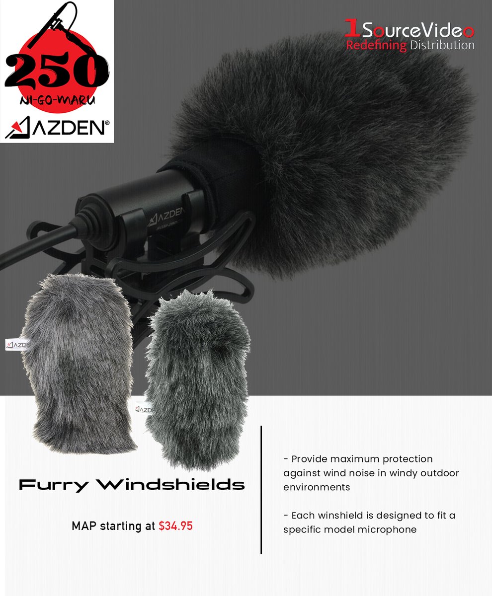 Outdoor filming is a breeze with @AzdenCorp's Furry Windshields!

#Azden #1SourceVideo #microphones #furrywindshields #windscreens #audio #outdoorfilming #windprotection #camerasetup #filmmaking #cinematography #videoproduction #filmequipment #distribution #RedefiningDistribution