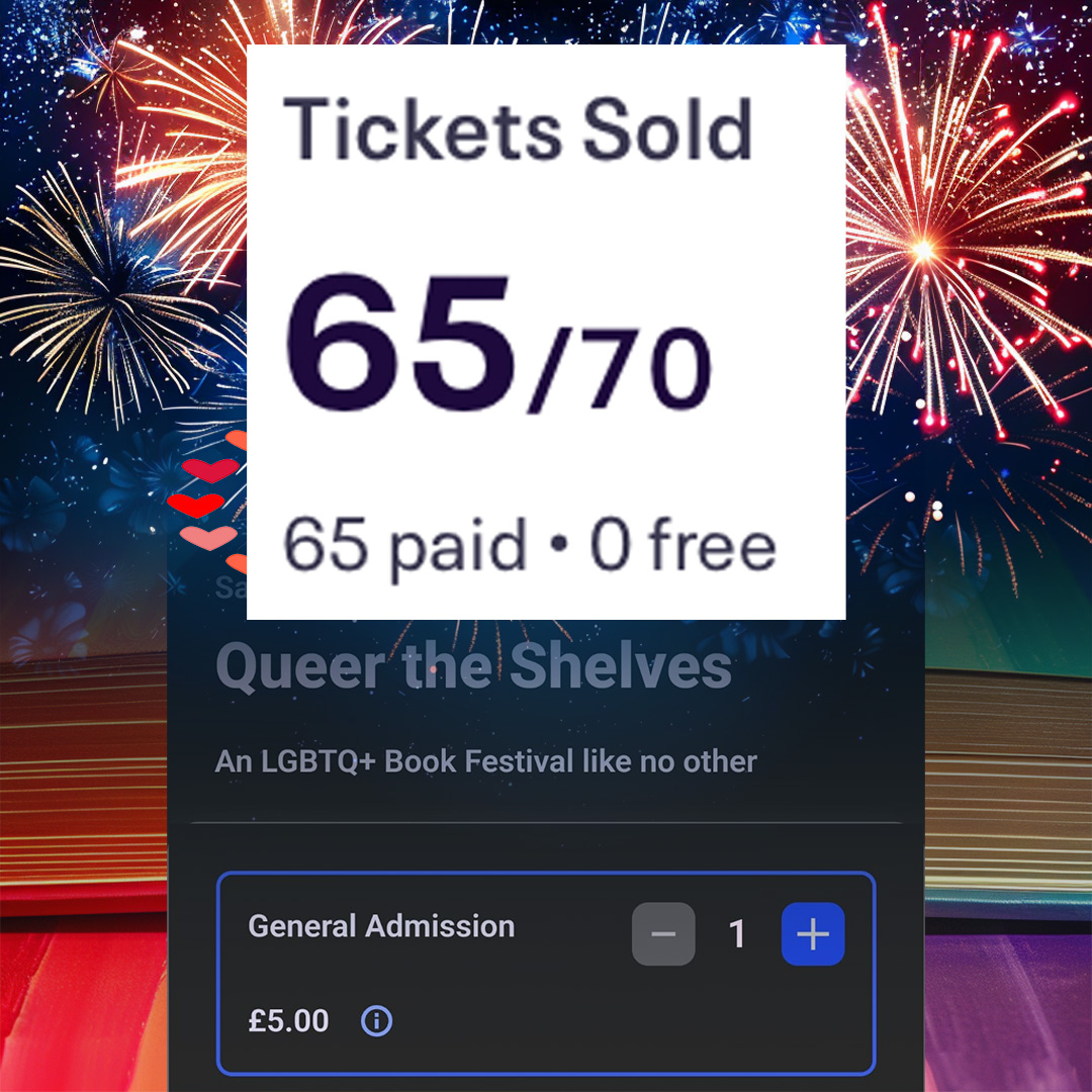 ⏰ Just two months until our epic Queer the Shelves event, and we've got only five tickets left! Don't miss out on the fun—grab yours now! 🎉📚 #QueerTheShelves #LGBTQAuthors #BookEvent #EpicFun