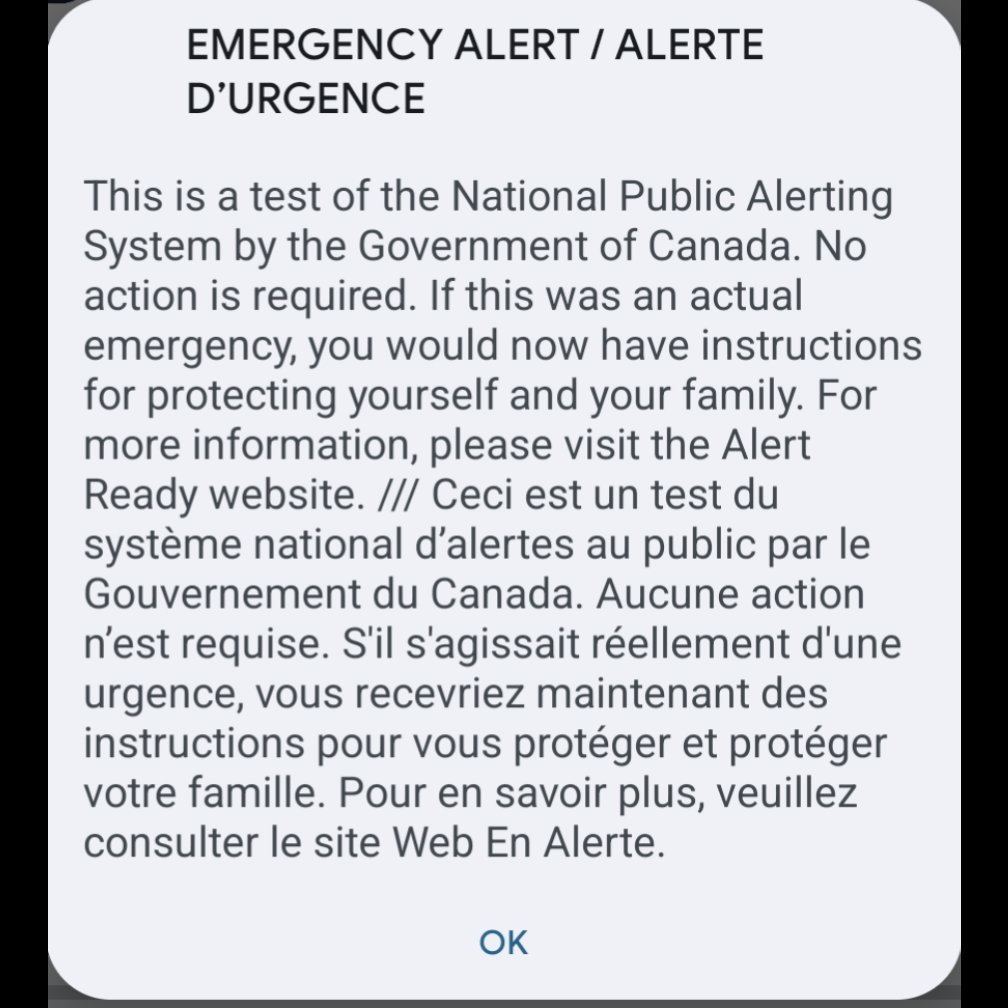 I was in a Tim Hortons when that went off. That was loud and confusing lol

#Canada #EmergencyAlert