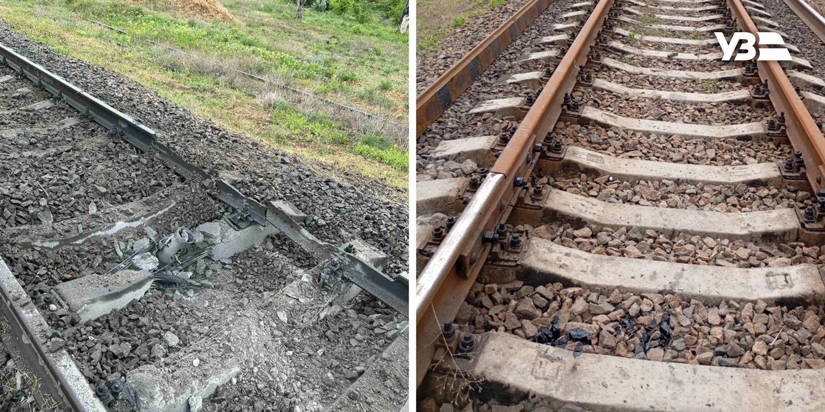 ⚡️ Ukrzaliznytsia, Ukraine's national train carrier, reported that the track damaged by Russian shelling in Kherson today has been repaired. The trains are to run on schedule tomorrow. 📷: Ukrzaliznytsia